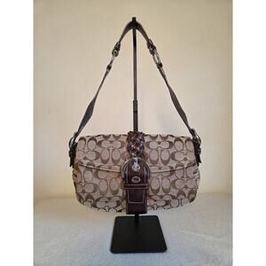 Vtg Coach Y2K Sig C Soho 6314 Shoulder Bag Brown Canvas Braided Leather Trim